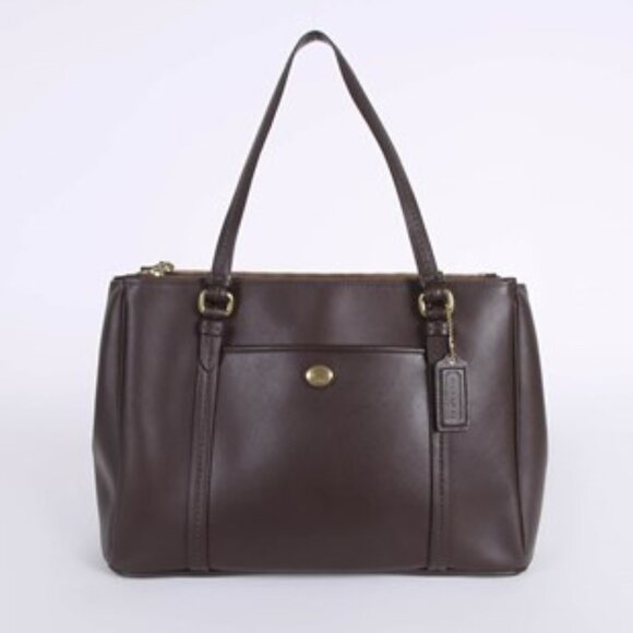 Coach Handbags - Euc Coach Brown Saffiano Leather Shoulder Bag Tote Purse